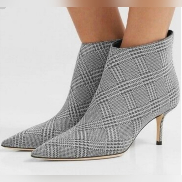 Jimmy Choo Marinda 65 Glitter Silver Plaid Print Ankle boots Size 41 - Picture 2 of 12